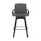 Armen Living Baylor 26" Gray Faux Leather and Black Wood Swivel Bar Stool LCBABABLGR26 - alternate 3